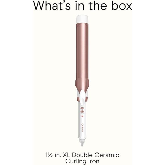 Conair Double Ceramic Curling Iron, 1 1/2" Extra-Long Barrel, Rose Gold - Picture 7 of 7